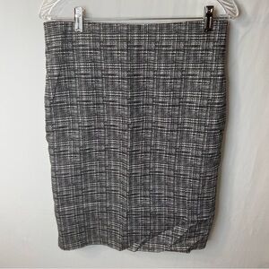 Andrea Jovine Women’s Black and White Midi Pencil Skirt Zipper Back Size 10